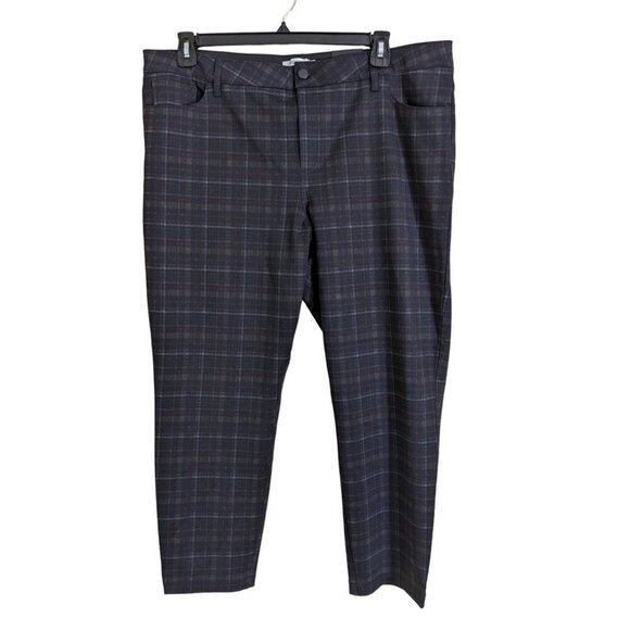Womens 18 New Smoothing Pants Plaid Luxe Ponte Dark Academia Multicolor Stretch - Picture 1 of 5